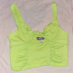 Green Cut-Out tie tank top